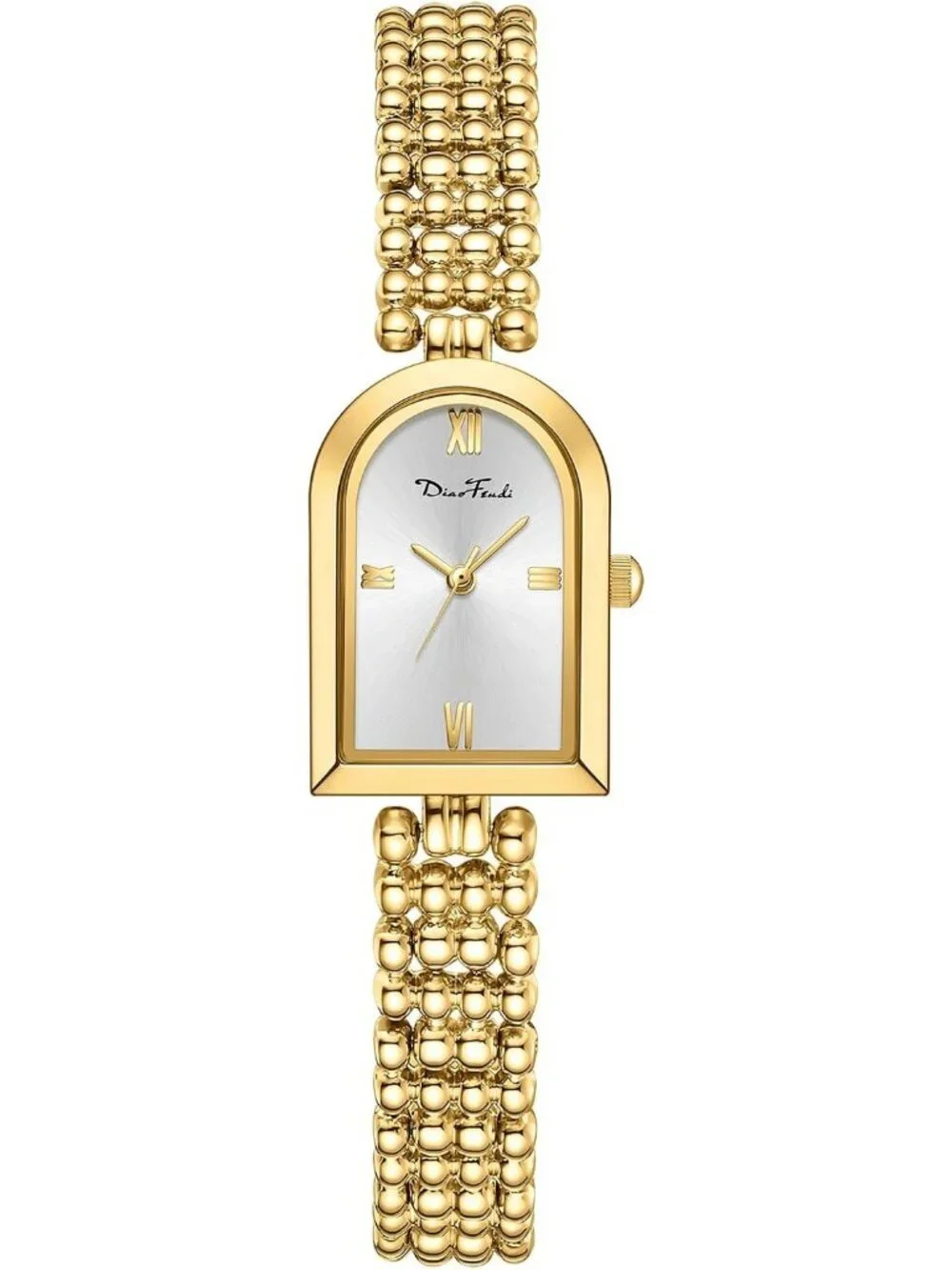 Diaofendi Women Gold White Adjustable Strap Petite Arch Elegant Waterproof Watch